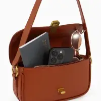 Сумка женская багет TEXTURA на молнии, 21&times;6&times;11 см, коричневая