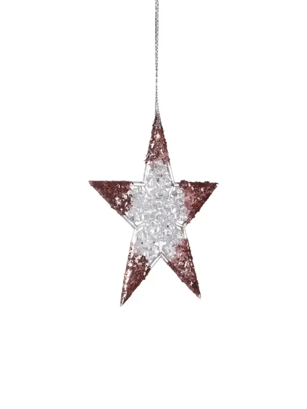 Ёлочная игрушка &laquo;Зимнее волшебство. Звезда сияние кончики блеск&raquo;, 12&times;12 см, прозрачно-розовый