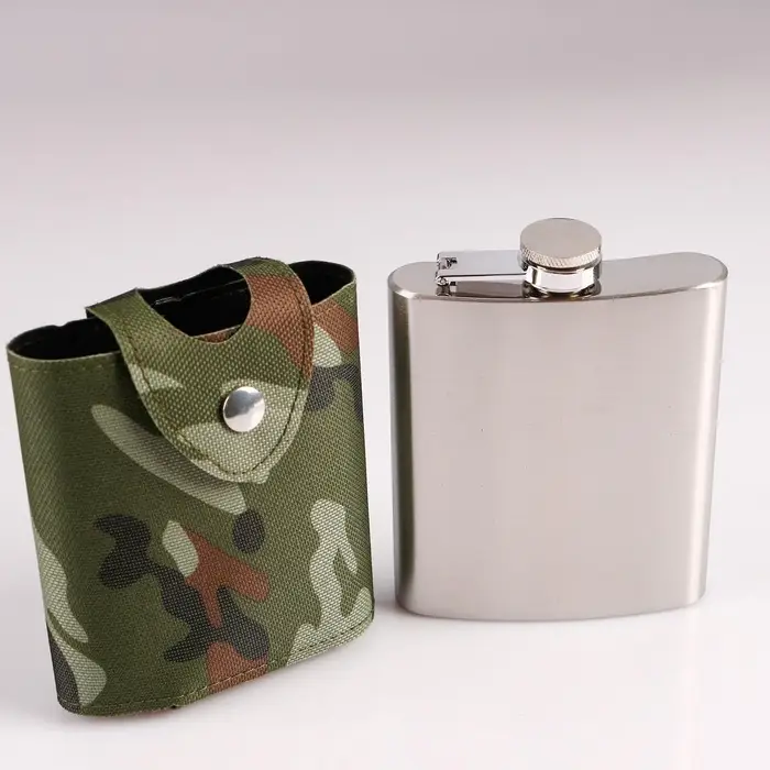 Фляжка Мастер К &laquo;Майор&raquo;, 210 мл, в чехле, подарочная, армейская, 7 oz, нержавеющая сталь, зелёная