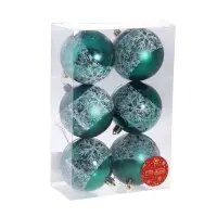 Ёлочные игрушки &laquo;Морозная снежинка&raquo;, шары новогодние, d=8 см, набор 6 шт., зелёный