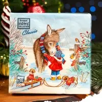 Салфетки новогодние бумажные Home Collection &laquo;Любимый друг&raquo;, 3 слоя, 33&times;33 см, 20 шт.