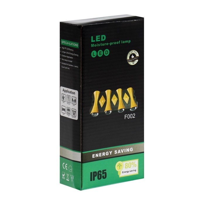 Светильник фасадный «Глосс», FSD-044, 8 Вт, 3000К, 4 луча, IP65, 220 В, пластик, черный Светильник фасадный «Глосс», FSD-044, 8 Вт, 3000К, 4 луча, IP65, 220 В, пластик, черный