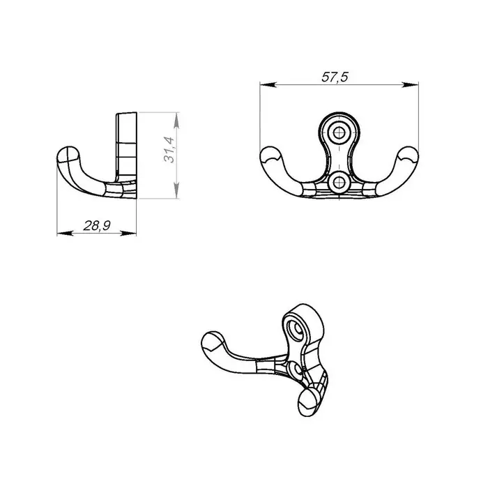 Крючок-вешалка ТУНДРА, №15, цвет хром, 1 шт. Крючок-вешалка ТУНДРА, №15, цвет хром, 1 шт.