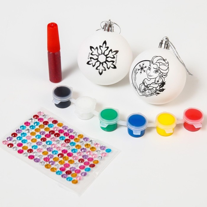 Ёлочные шары под раскраску на новый год «Холодное сердце», 2 шт, набор для творчества Ёлочные шары под раскраску на новый год «Холодное сердце», 2 шт, набор для творчества