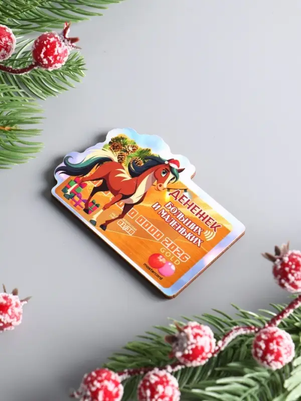 Магнит новогодний 2026 «Денег больших и маленьких», размер магнита 5×7.5 см
