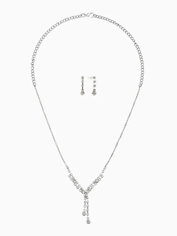 Набор 2 предмета: серьги, колье &laquo;Легкий флирт&raquo;, дождик, белый в серебре, 40 см