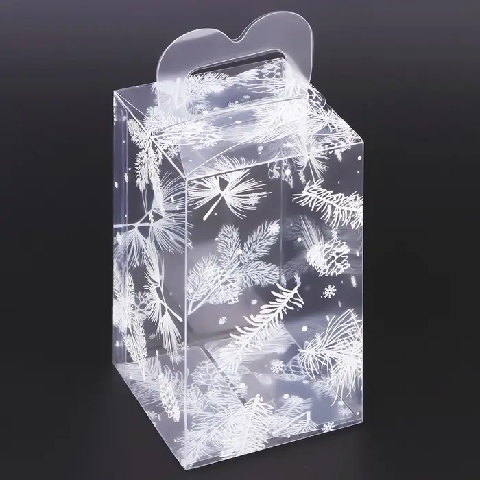 Коробка подарочная новогодняя складная ПВХ «Метель» 12×7×7 см