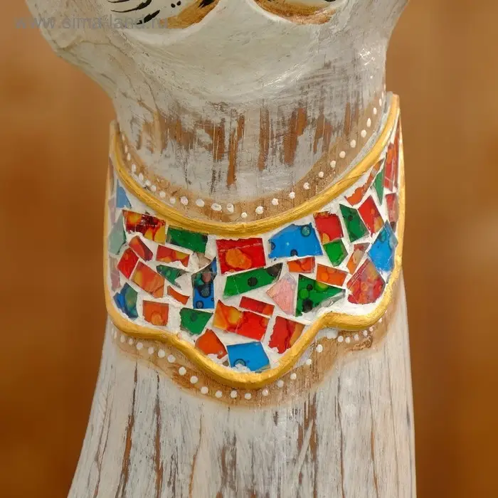 Сувенир дерево "Кошка с мозаичными вставками" серая 80х13х7 см