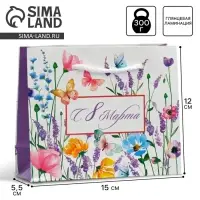 Пакет подарочный ламинированный, упаковка, &laquo;С 8 марта&raquo;, S 15&times;12&times;5.5 см