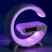 Портативная колонка - ночник G63, 15 Вт колонка, 15 W зарядка, 1800 мАч, подсветка, белая