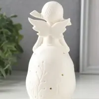 Сувенир керамика свет "Девочка в платье с растениями" белый 3хLR44 6,6х6,2х13,5 см