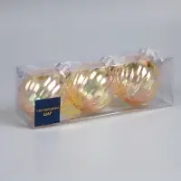 Набор ёлочных шаров &laquo;Золотистые грани&raquo;, 3 шт., d=7 см, 3 LED, от батареек AG13&times;9, свечение тёплое белое
