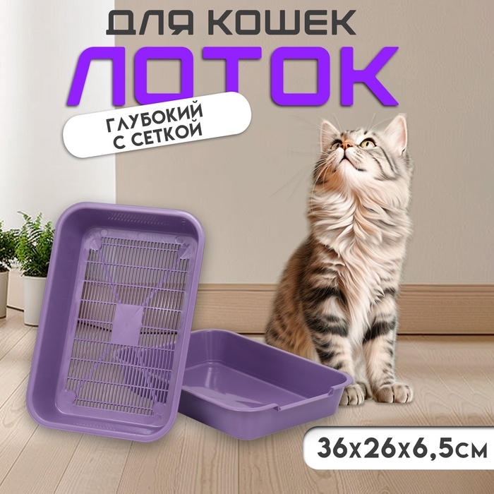 Туалет средний с сеткой 36 х 26 х 6,5 см, фиолетовый, Туалет средний с сеткой 36 х 26 х 6,5 см, фиолетовый,