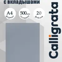 Папка с 20 вкладышами А4, 500 мкм, Calligrata, текстура &laquo;песок&raquo;, серая