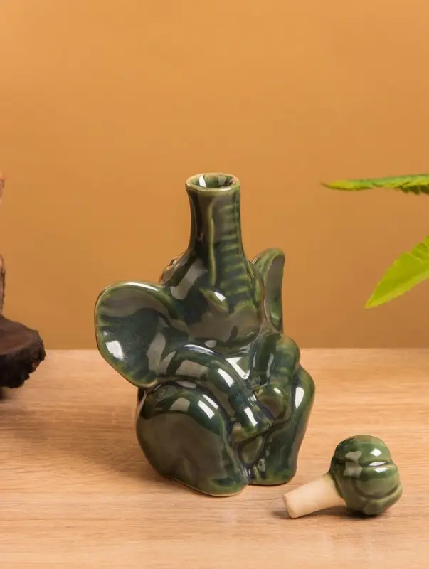 Сосуд для масла «Слон», 10×8×14 см, керамика, зелёный