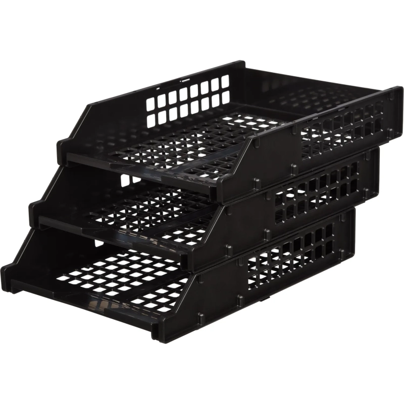 Лоток горизонтальный Стамм STRONG наб. 3 шт.на металл.стержнях черный