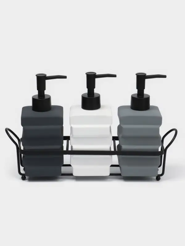 Набор дозаторов для ванной SAVANNA &laquo;Геометрия&raquo;, 3 предмета с подставкой