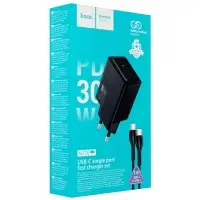 Сетевое зарядное устройство с кабелем Type-C на Type-C PD30W N70 HOCO черное
