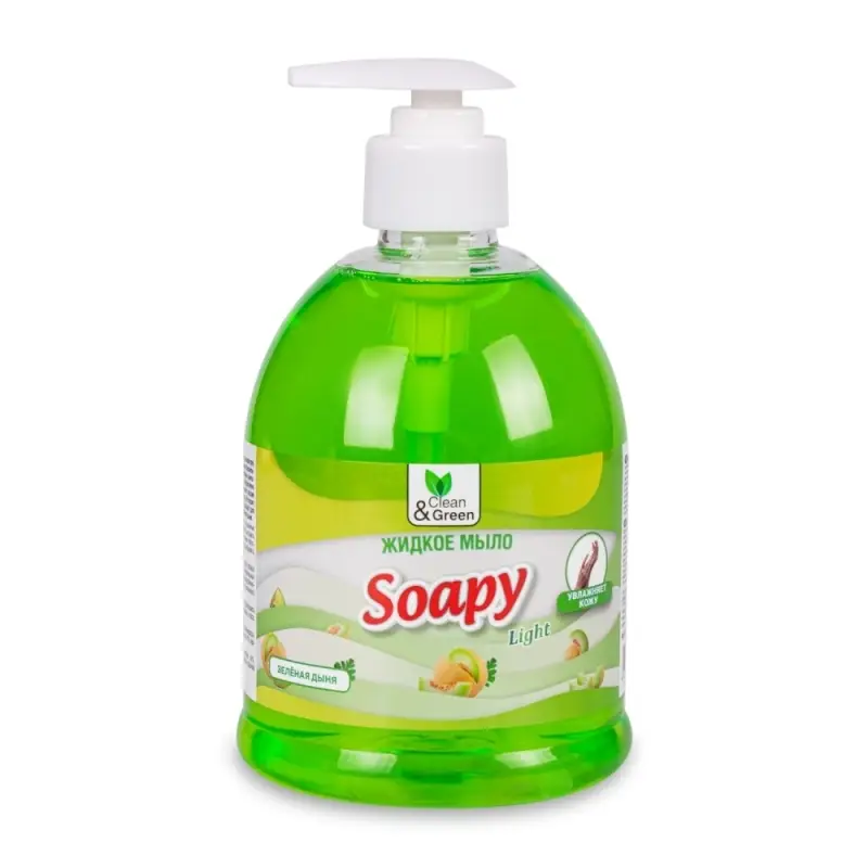 Жидкое мыло "Soapy" Light "Зеленая дыня" с дозатором 500 мл. Clean&Green CG8242