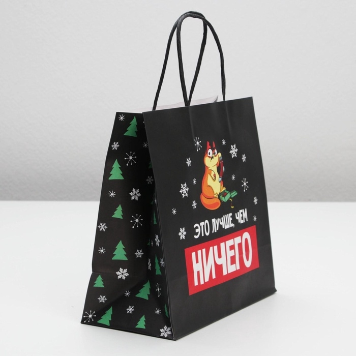 Пакет подарочный новогодний «Это лучше, чем ничего», 22 х 22 х 11 см Пакет подарочный новогодний «Это лучше, чем ничего», 22 х 22 х 11 см