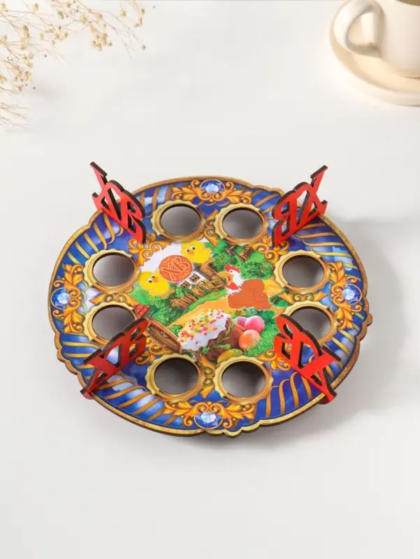 Подставка пасхальная на 8 яиц "Петушок".   Д 20 см