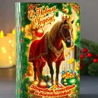 Книга-шкатулка новогодняя Конь в мантии с короной "Здоровья, счастья и богатства".19х13х5 см 1090356