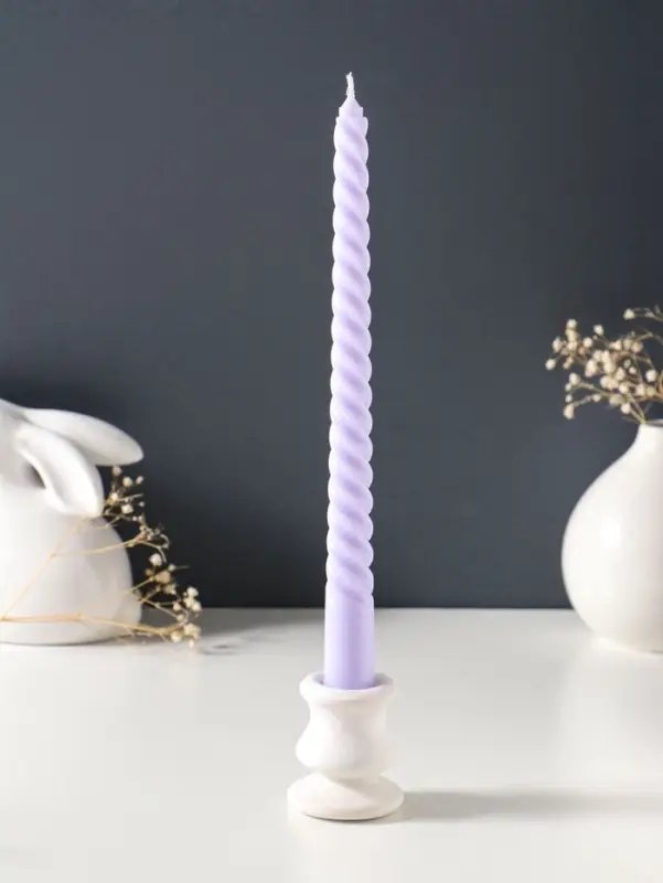Набор свечей витых 25 см, 3 шт., 57 г, 5 ч, лаванда