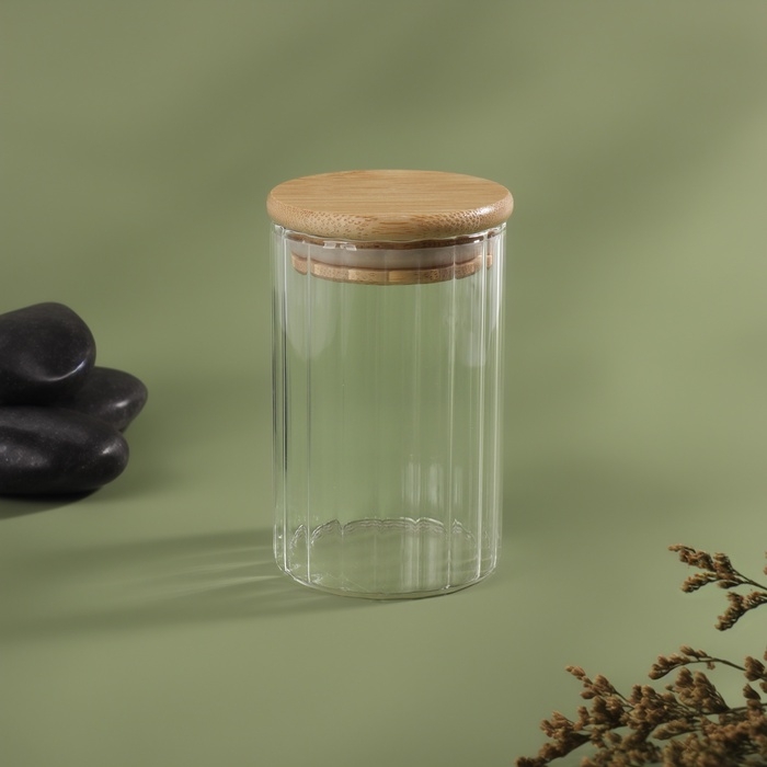 Органайзер для хранения ватных палочек «BAMBOO», с крышкой, d6,5 × 10 см, в картонной коробке, цвет прозрачный/коричневый Органайзер для хранения ватных палочек «BAMBOO», с крышкой, d6,5 × 10 см, в картонной коробке, цвет прозрачный/коричневый