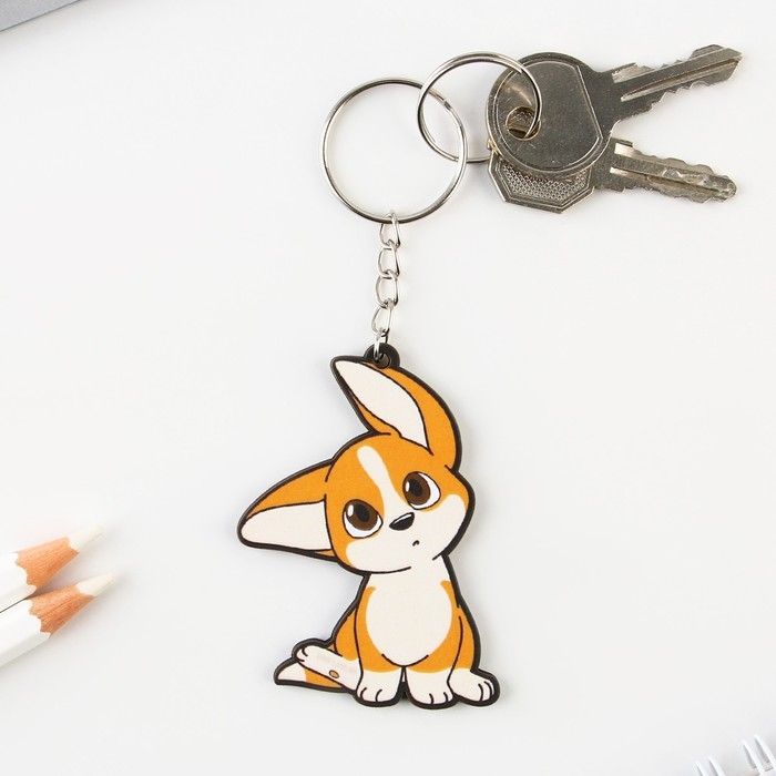 Брелок для ключей деревянный «Собачка с ушками», 4,7 х 6 см Брелок для ключей деревянный «Собачка с ушками», 4,7 х 6 см