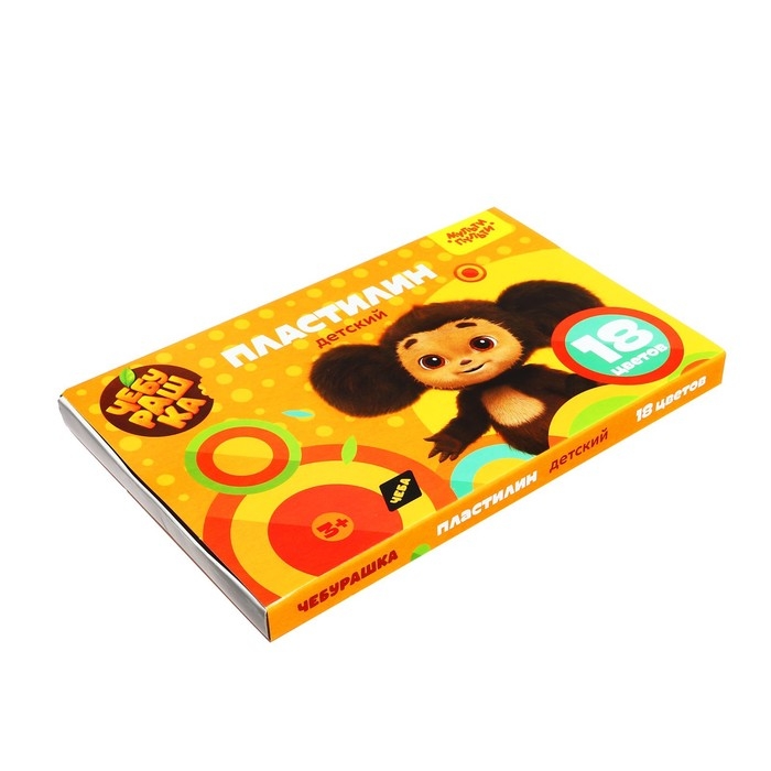 Пластилин 18 цветов 270 г, Мульти-Пульти Пластилин 18 цветов 270 г, Мульти-Пульти "Чебурашка", со стеком, картонная упаковка