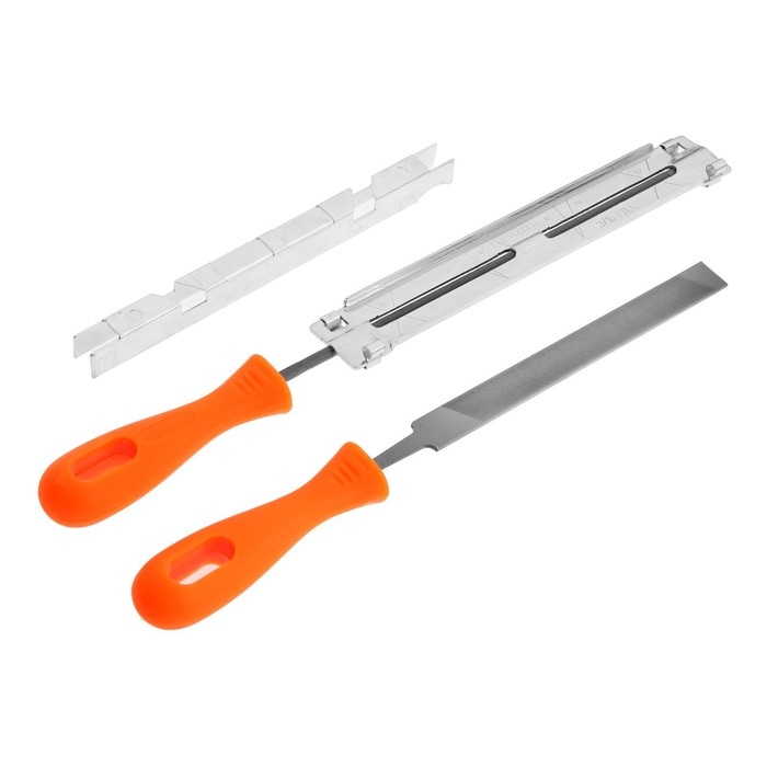 Набор для заточки цепей пил ТУНДРА, сталь ШХ15, шаг 0.325 Набор для заточки цепей пил ТУНДРА, сталь ШХ15, шаг 0.325", паз 1.3-1.6 мм, d=4.8 мм, плашки