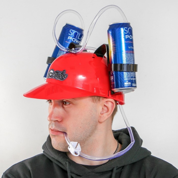 Каска с отверстиями под банки «Я люблю пиво» Каска с отверстиями под банки «Я люблю пиво»