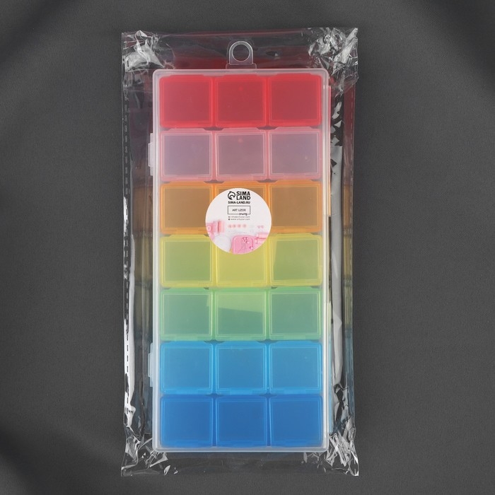 Органайзер для рукоделия, 7 органайзеров по 3 отделения, 19 × 8 × 2 см, цвет МИКС