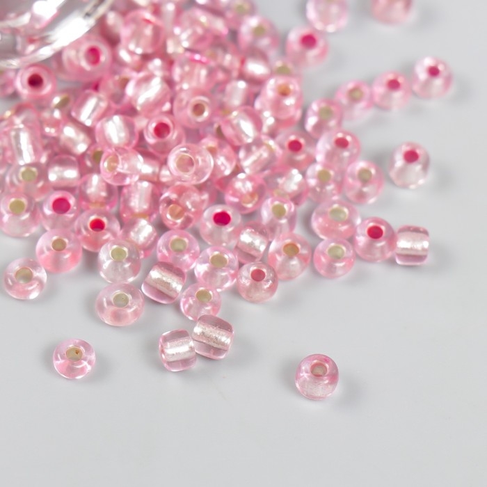 Бисер круглый 6/0 в бутылочке  Бисер круглый 6/0 в бутылочке "Розовый" прозрачно-цветной 20 гр