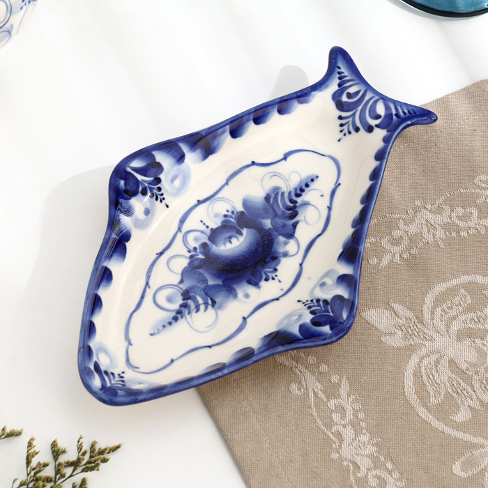 Селедочница  Селедочница "Рыбка", гжель, фарфор, 24х14 см