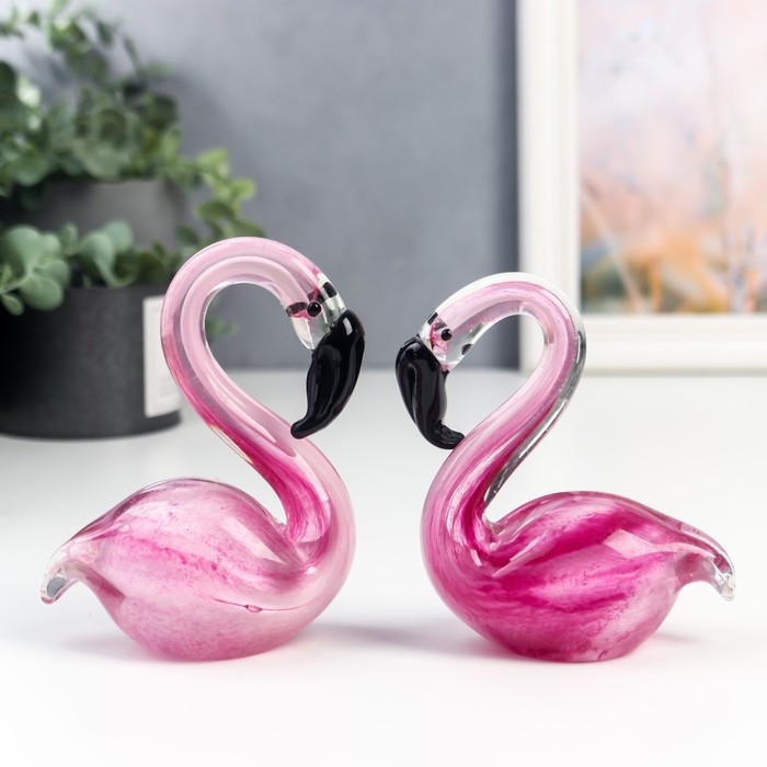 Сувенир стекло Сувенир стекло "Фламинго" под муранское стекло набор 2 шт 12х6х20 см