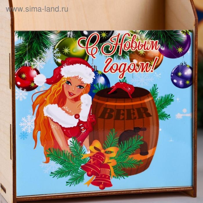 Ящик под пиво  Ящик под пиво "С Новым годом!" снегурка с бочкой