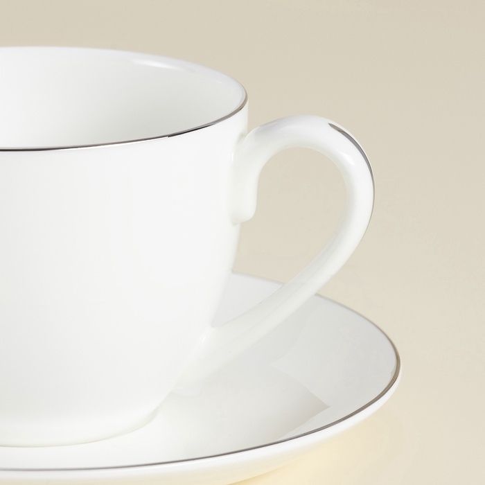 Чайные пары SL Home «Каскарон», 240 мл, набор 2 шт, костяной фарфор, белые Чайные пары SL Home «Каскарон», 240 мл, набор 2 шт, костяной фарфор, белые