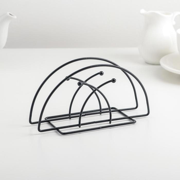 Салфетница Доляна «Лилия», 13×6×7 см, цвет чёрный Салфетница Доляна «Лилия», 13×6×7 см, цвет чёрный