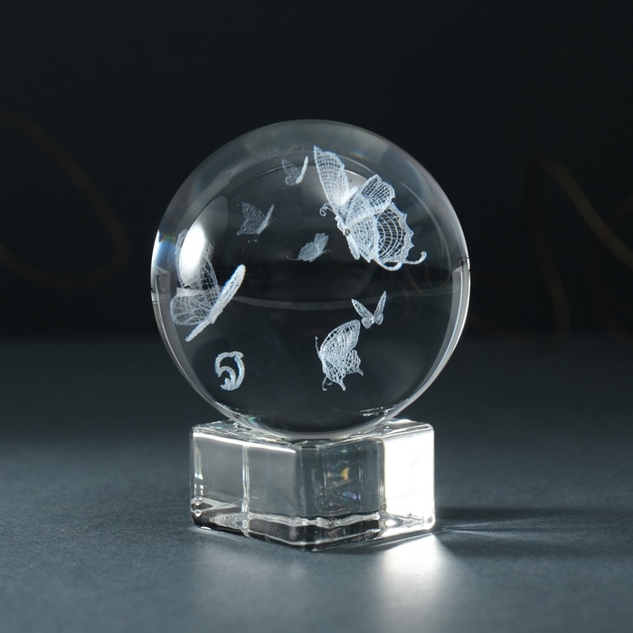Сувенир стекло шар  Сувенир стекло шар "Бабочки" d=6 см