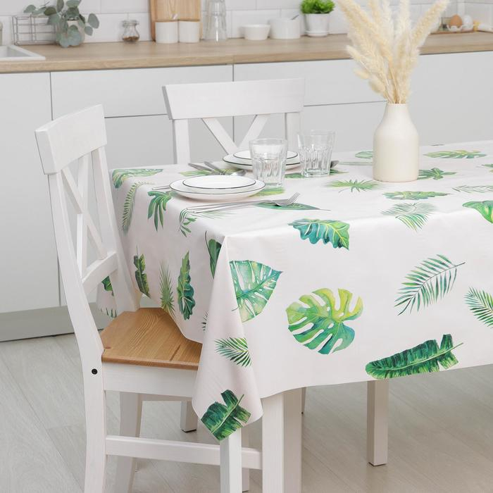 Клеёнка на стол Доляна «Тропики», на тканевой основе, рулон 20 метров, ширина 137 см, общая толщина 0,22 мм, цвет белый Клеёнка на стол Доляна «Тропики», на тканевой основе, рулон 20 метров, ширина 137 см, общая толщина 0,22 мм, цвет белый