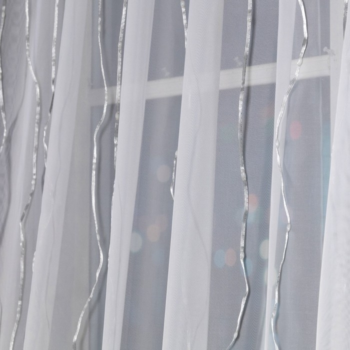 Умная гирлянда «Занавес» 2 × 1.5 м роса, IP20, серебристая нить, 300 LED, пульт ДУ, приложение, свечение RGB, USB