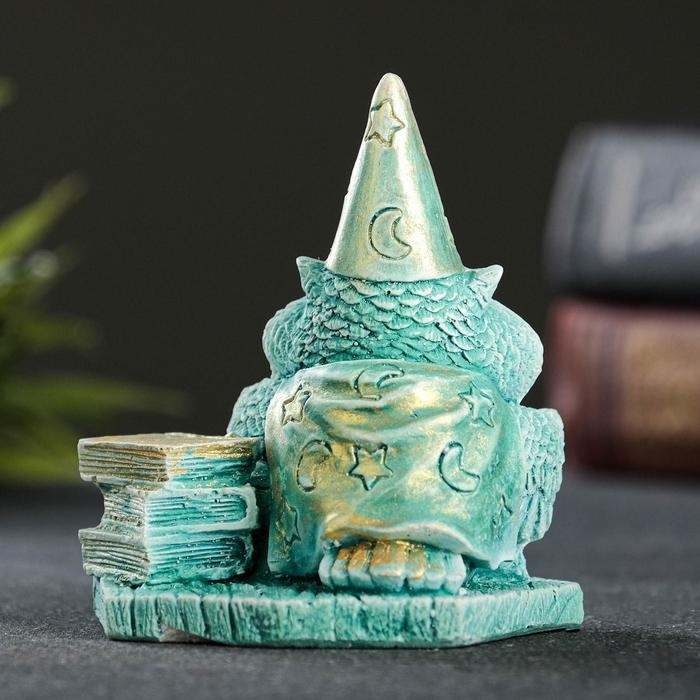 Фигура Фигура "Сова библиотекарь" изумрудная 9х7х6см