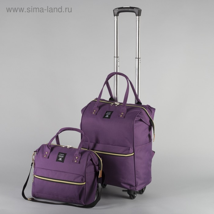 Сумка-рюкзак 2 в 1 на колёсах 18 Сумка-рюкзак 2 в 1 на колёсах 18", отдел на молнии, наружный карман, цвет фиолетовый