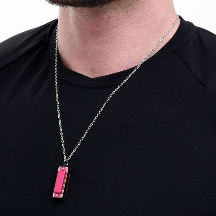 Губная гармошка Music Life 4 отверстия, 8 тонов, 3,5х1,5х1см, цепь 28см, розовая Губная гармошка Music Life 4 отверстия, 8 тонов, 3,5х1,5х1см, цепь 28см, розовая