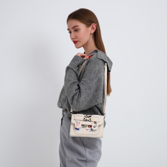 Сумка женская-мессенджер, цвет белый 18,5*13*8 см Сумка женская-мессенджер, цвет белый 18,5*13*8 см