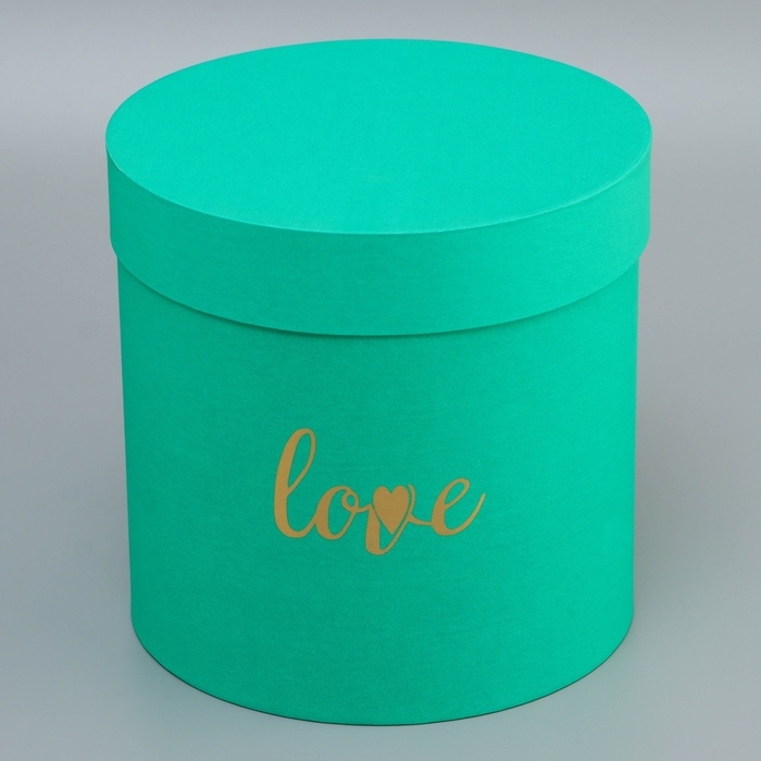 Коробка круглая с тиснением Коробка круглая с тиснением "Love"зеленая 20*20*20см