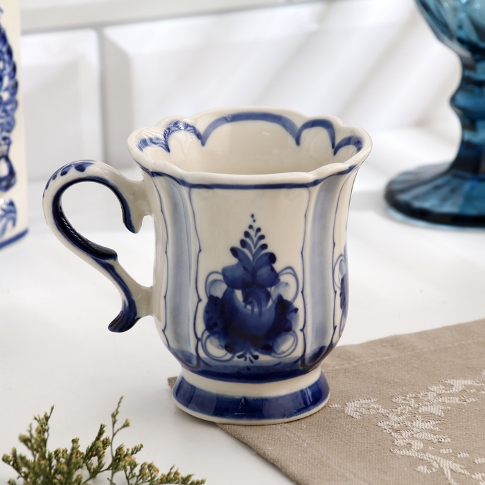 Кружка Кружка "Кофейная", высота 9 см, объём 160 мл, гжель