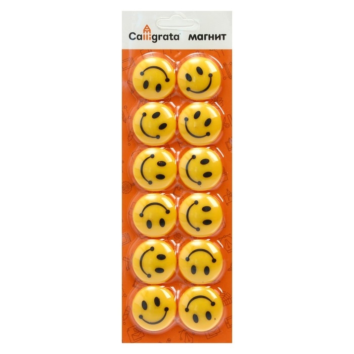 Магниты для доски,  Магниты для доски, "Смайл", d-3 см, набор 12 штук, на блистере