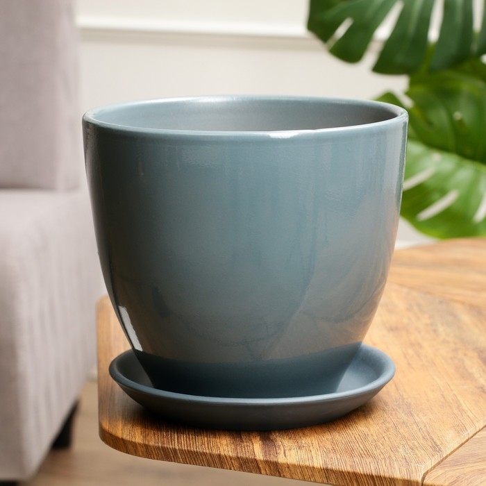 Горшок цветочный Тюльпан 5 л, темно-серный Горшок цветочный Тюльпан 5 л, темно-серный